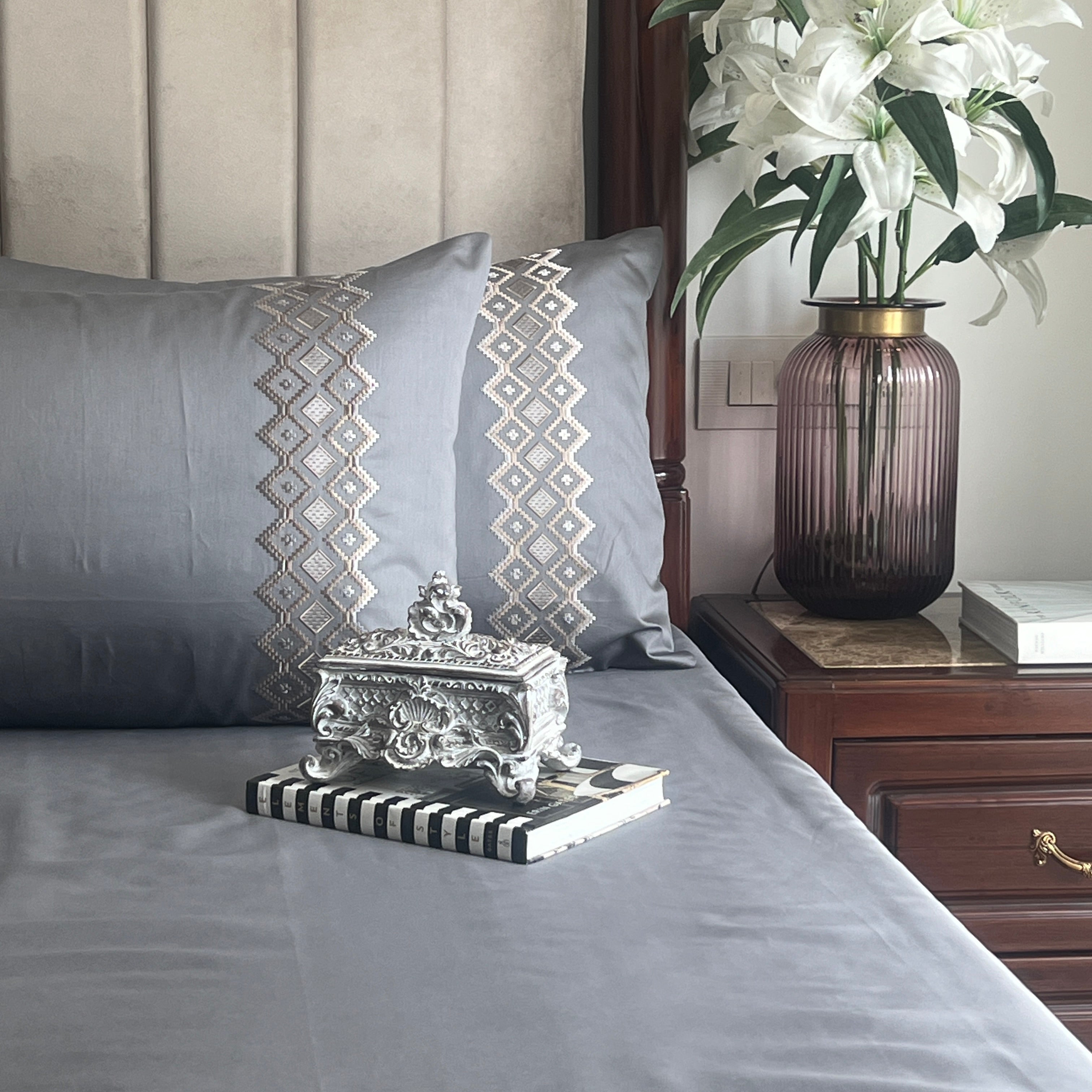 Sadyaska 1000TC Cotton Rich Diandra Dark Grey Syona Set 1 Pcs Bedsheet