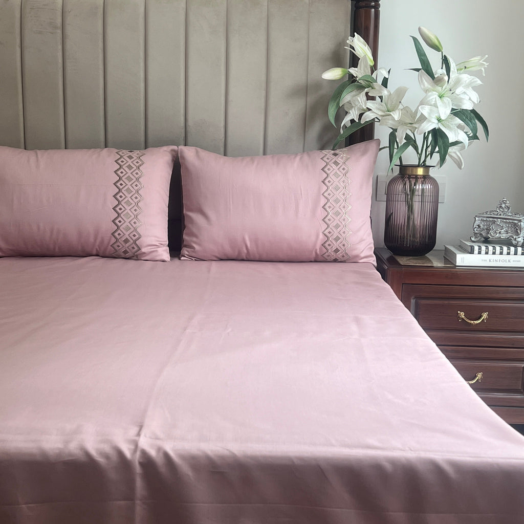 Sadyaska 1000TC Cotton Rich Diandra Old Rose Syona Set 1 Pcs Bedsheet