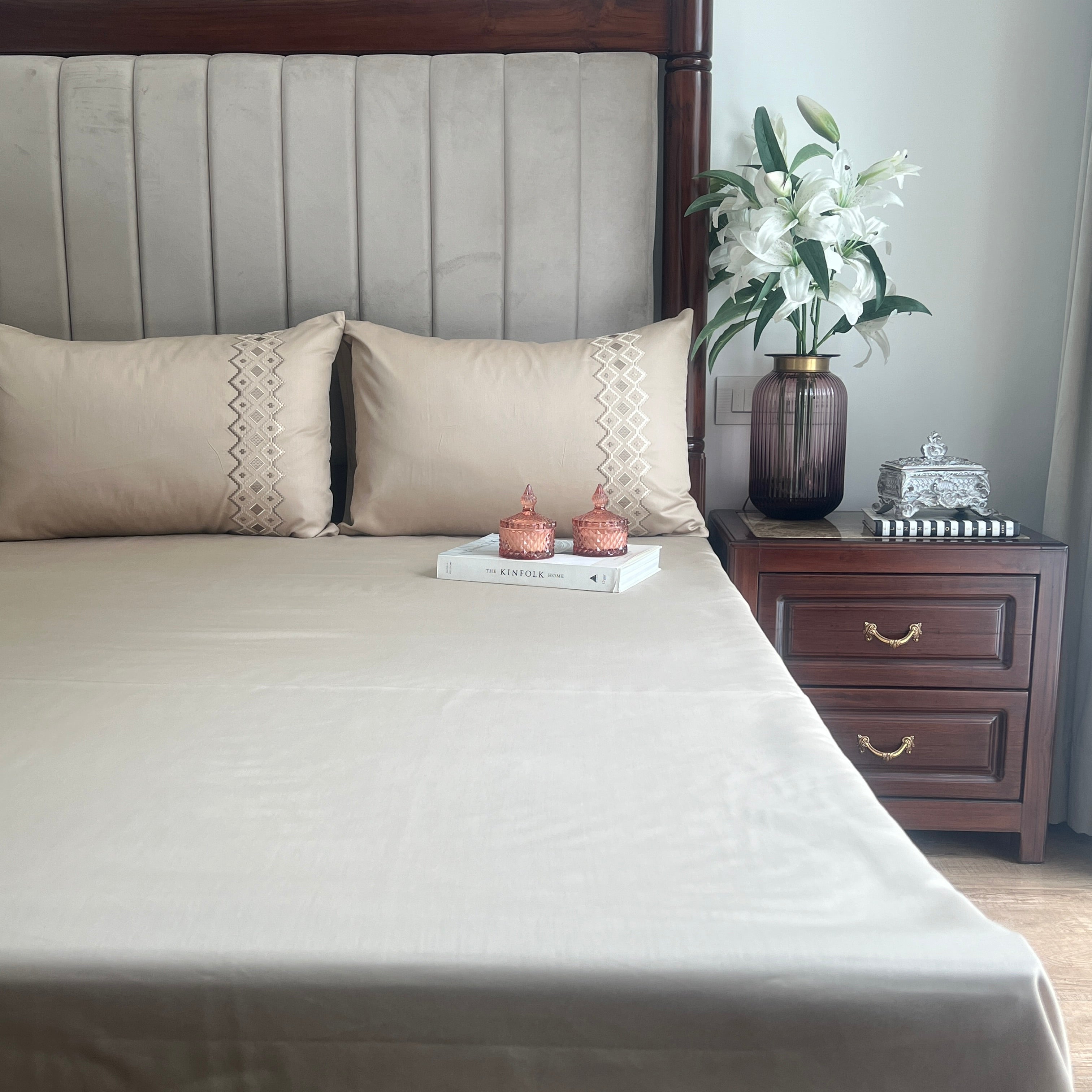 Sadyaska 1000TC Cotton Rich Diandra Sand Syona Set 1 Pcs Bedsheet