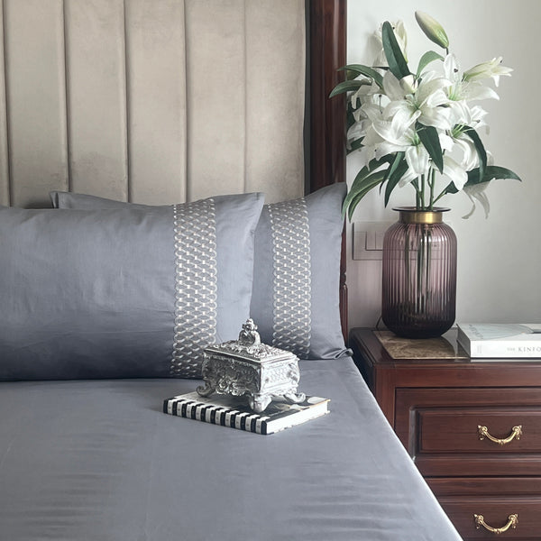 Sadyaska 1000TC Cotton Rich Lisse Dark Grey Syona Set 1 Pcs Bedsheet
