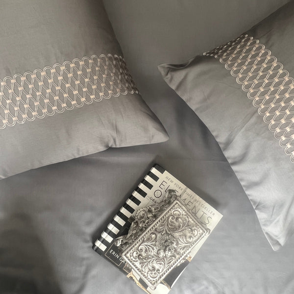 Sadyaska 1000TC Cotton Rich Lisse Dark Grey Syona Set 1 Pcs Bedsheet