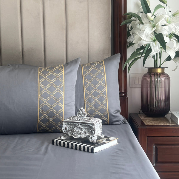 Sadyaska 1000TC Cotton Rich Maroc Dark Grey Syona Set 1 Pcs Bedsheet