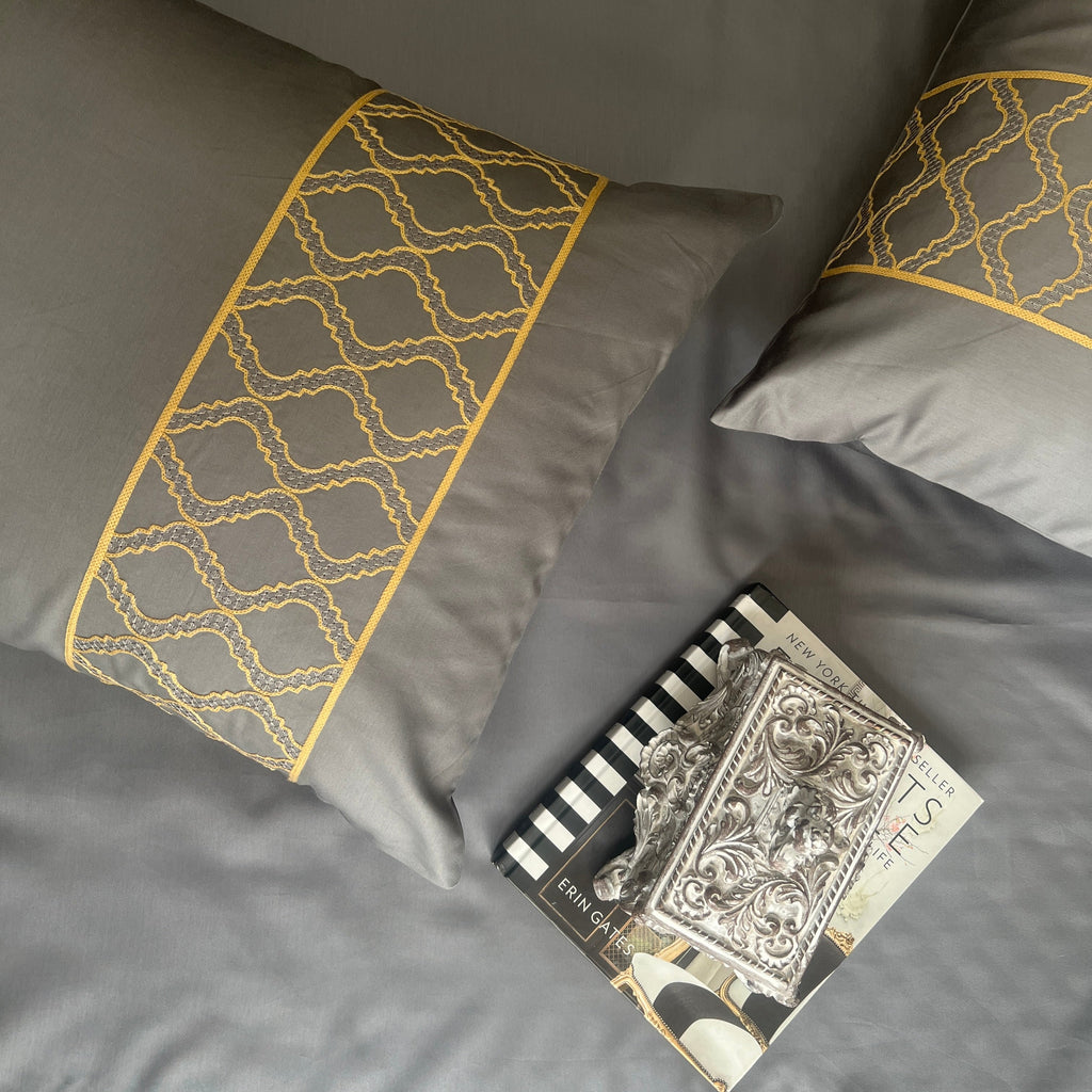 Sadyaska 1000TC Cotton Rich Maroc Dark Grey Syona Set 1 Pcs Bedsheet