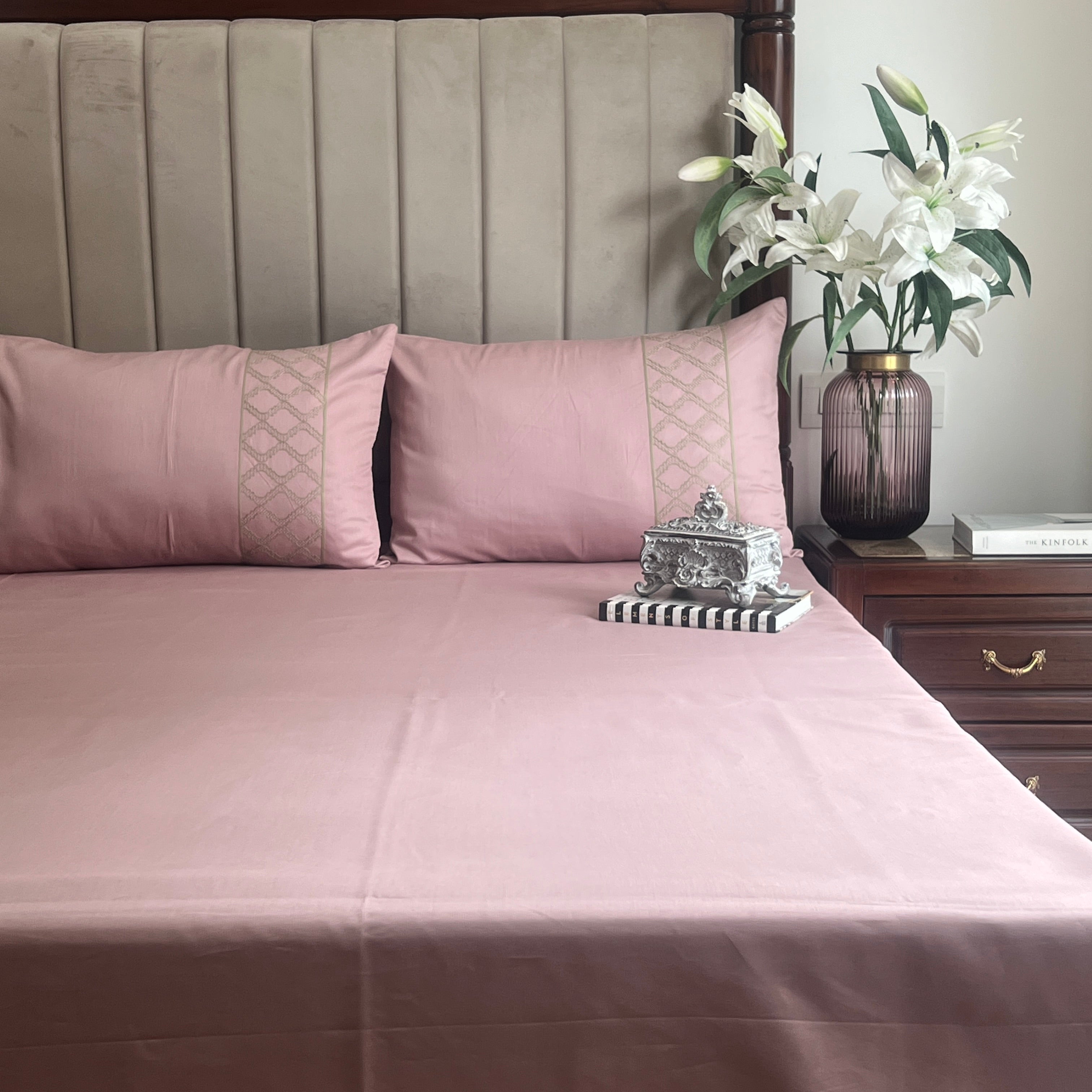 Sadyaska 1000TC Cotton Rich Maroc Old Rose Syona Set 1 Pcs Bedsheet