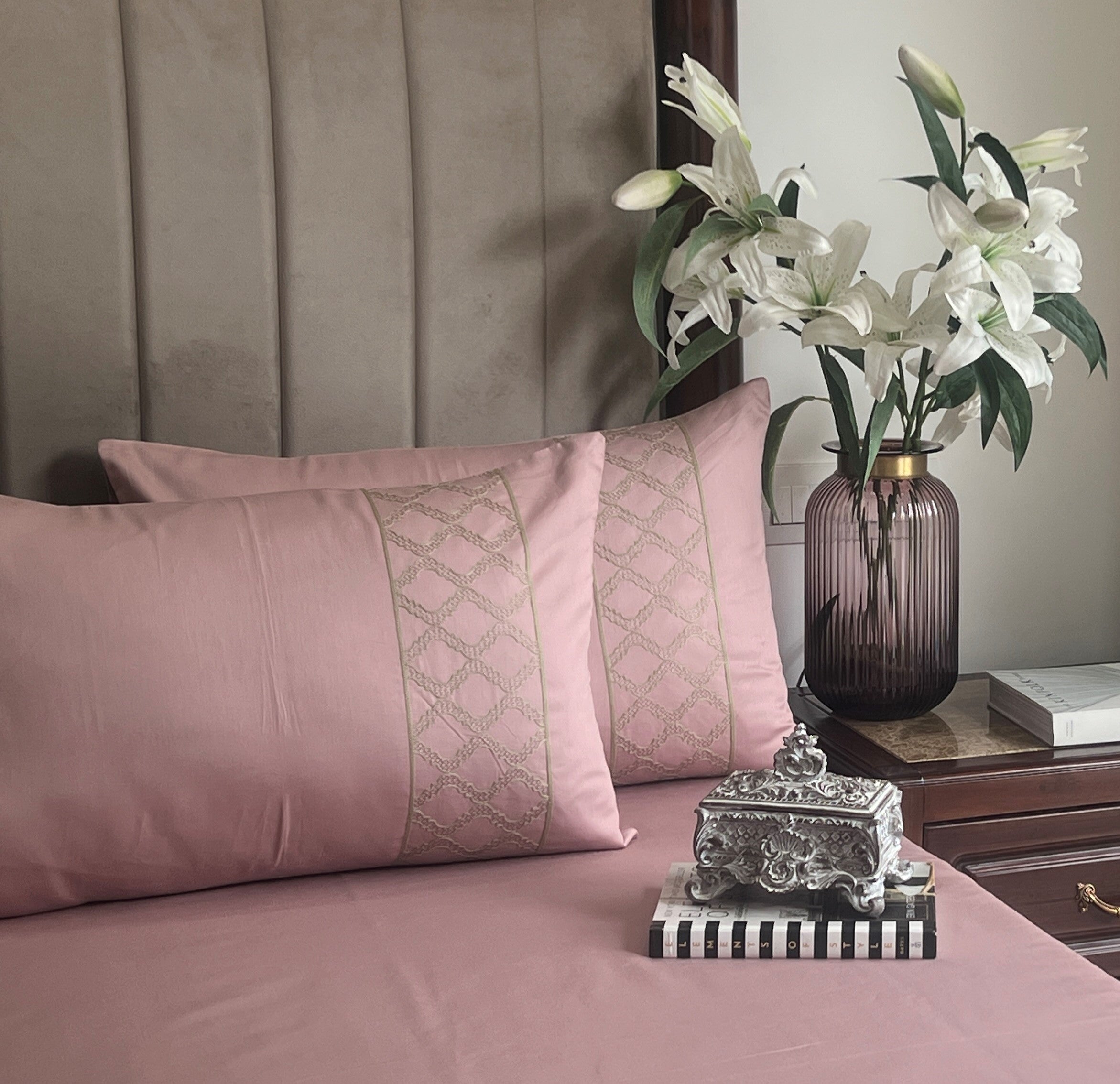 Sadyaska 1000TC Cotton Rich Maroc Old Rose Syona Set 1 Pcs Bedsheet