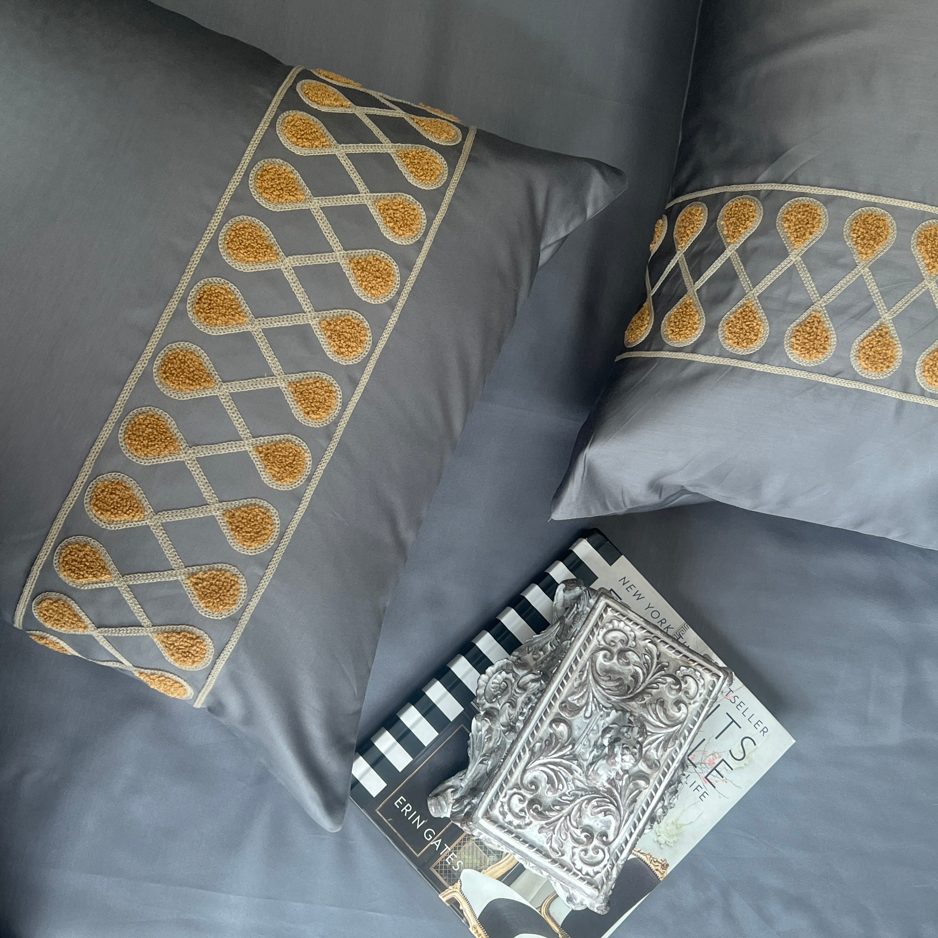 Sadyaska 1000TC Cotton Rich Zenith Dark Grey Syona Set 1 Pcs Bedsheet