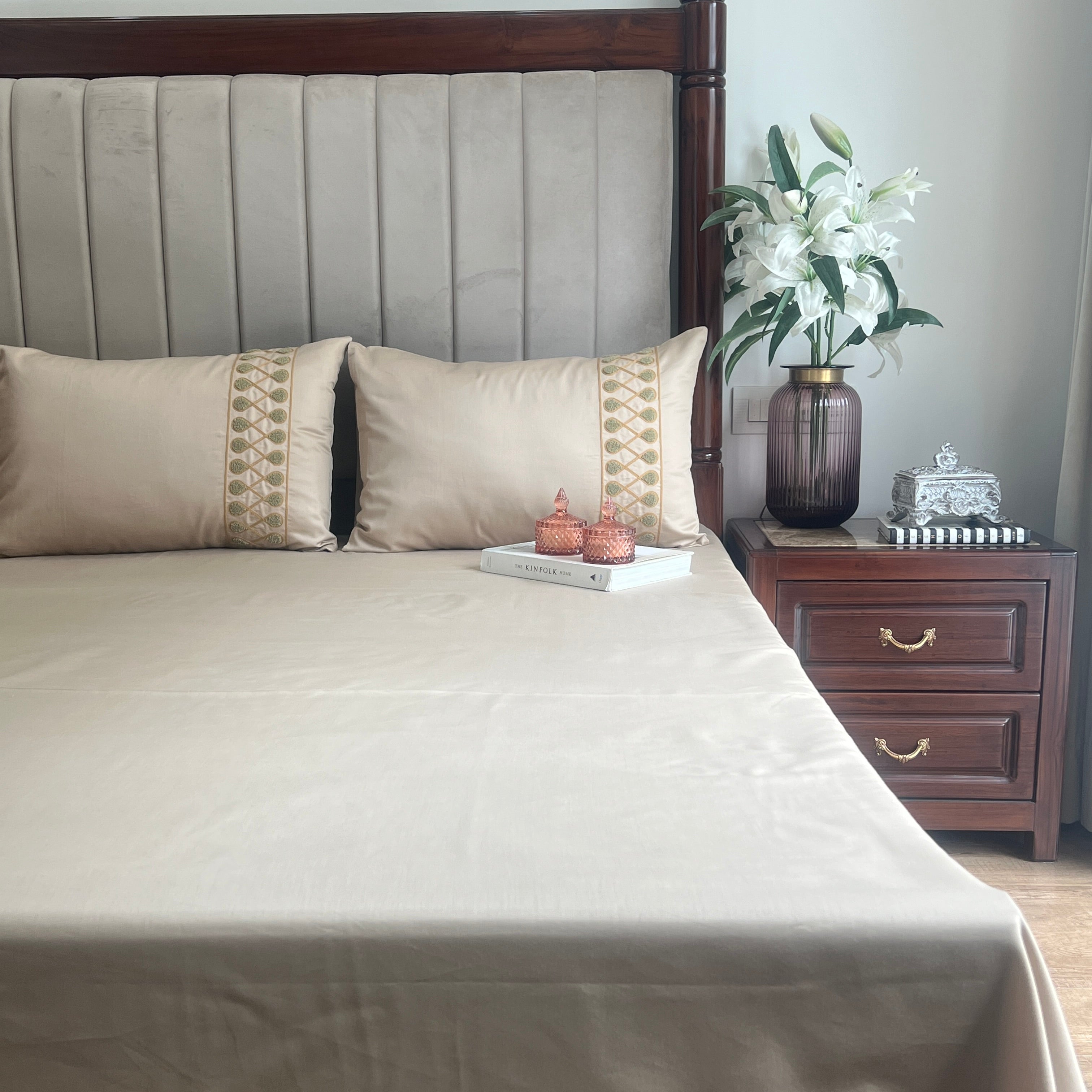 Sadyaska 1000TC Cotton Rich Zenith Sand Syona Set 1 Pcs Bedsheet