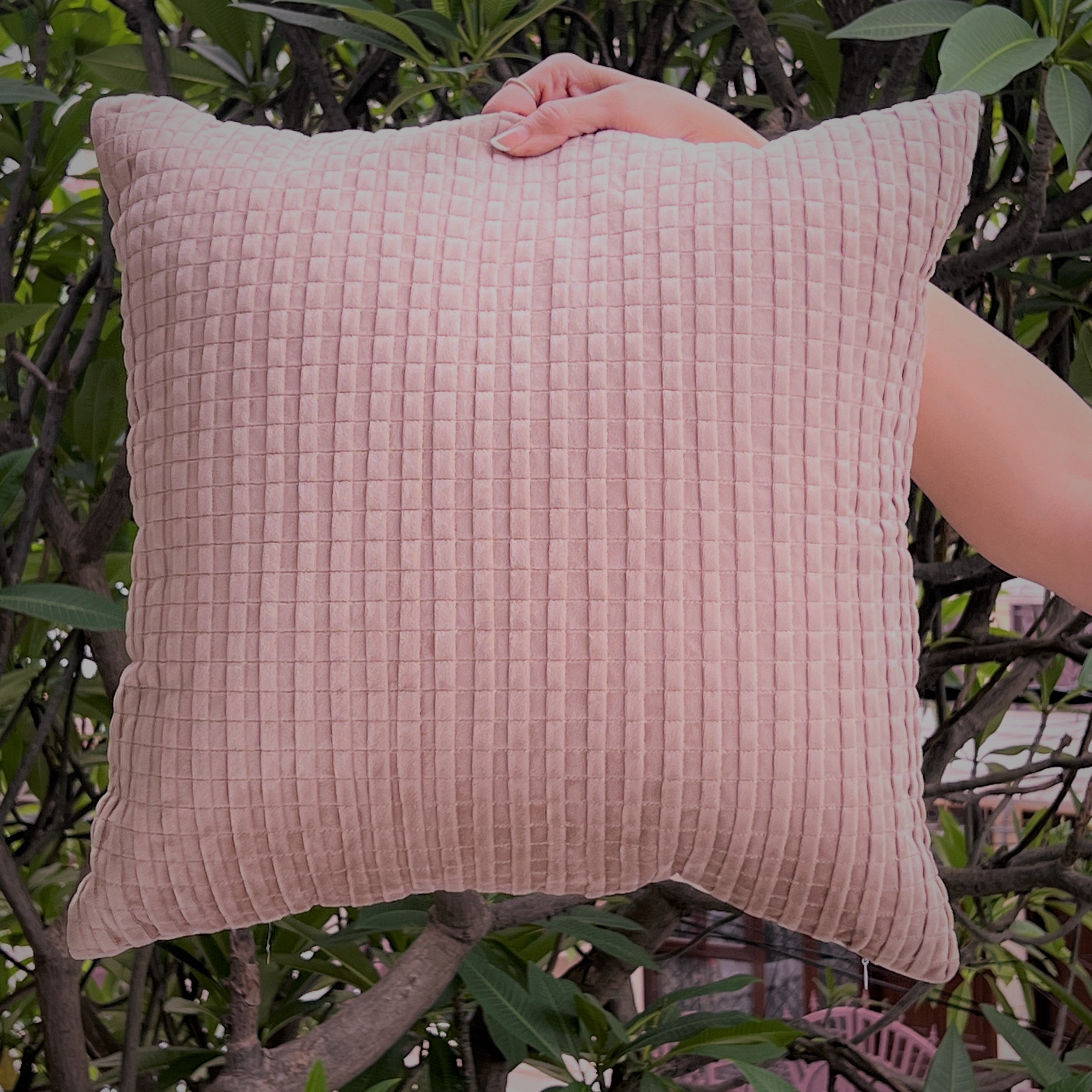 Sadyaska Decorative Bello Onion Pink Velvet 16x16 1 Pcs Cushion Cover