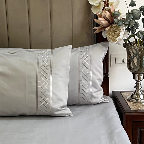 Sadyaska 1000TC Zigzag Silver Egyptian Cotton Set 1 Pcs Bedsheet