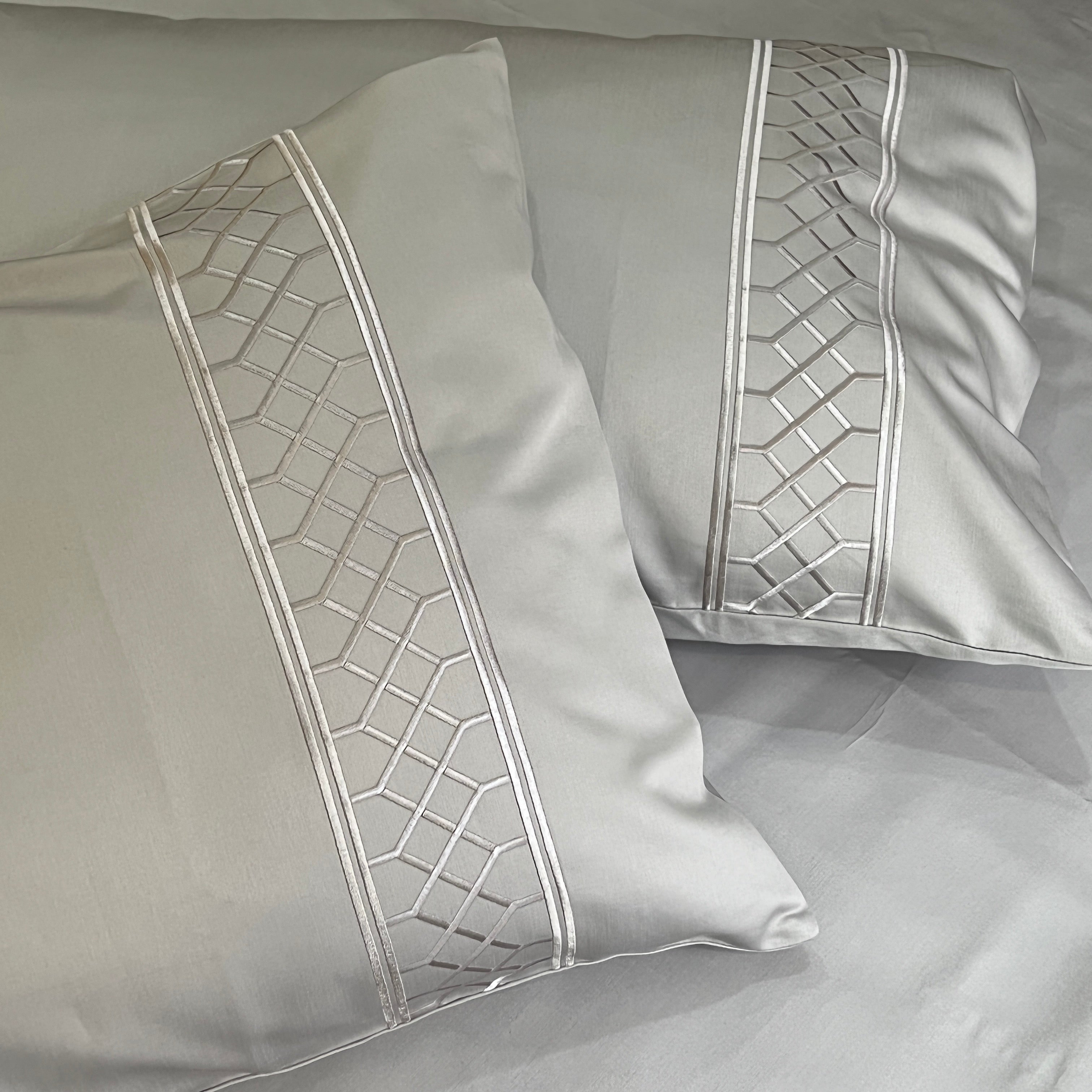 Sadyaska 1000TC Zigzag Silver Egyptian Cotton Set 1 Pcs Bedsheet