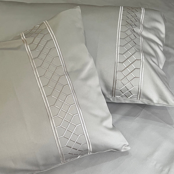 Sadyaska 1000TC Zigzag Silver Egyptian Cotton Set 1 Pcs Bedsheet