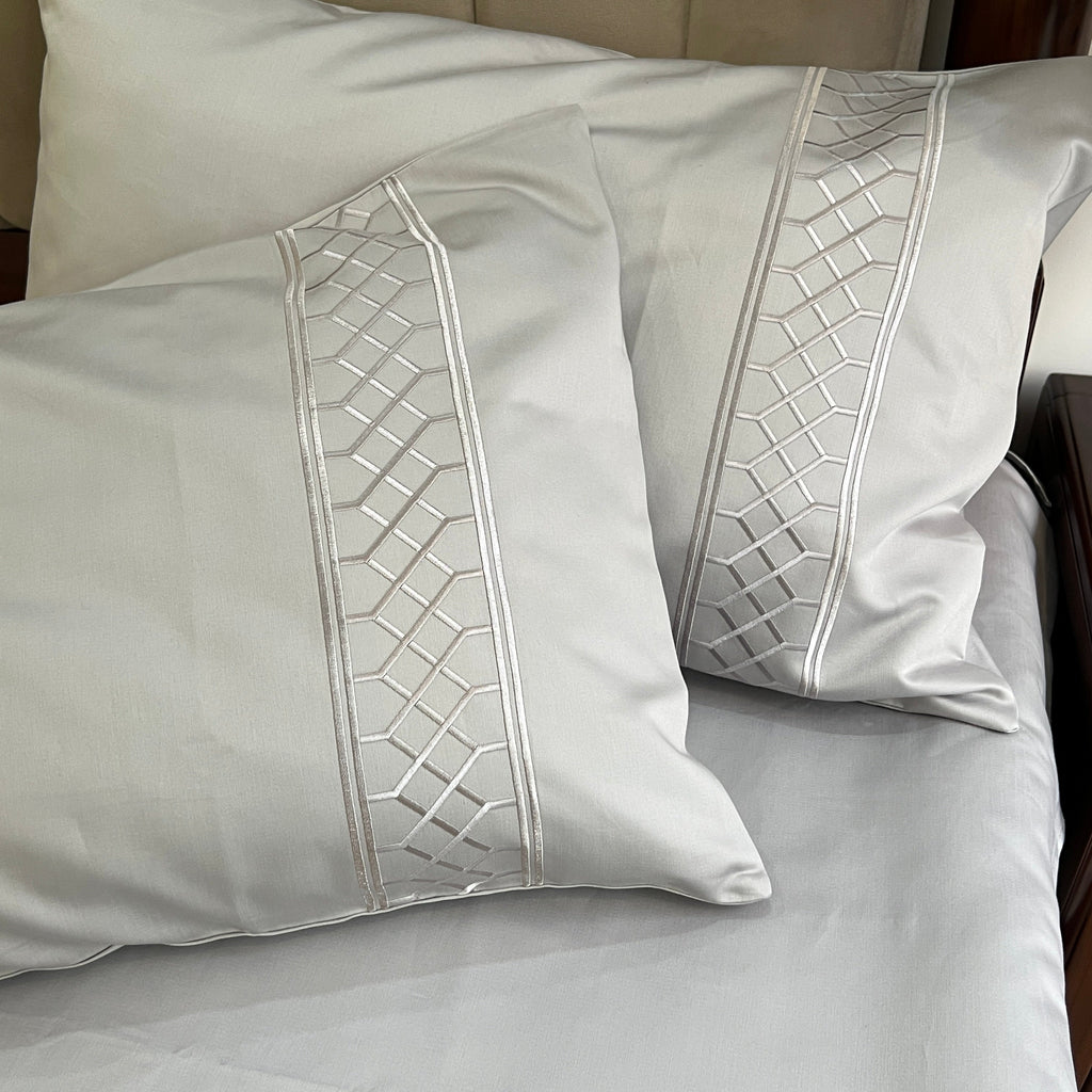 Sadyaska 1000TC Zigzag Silver Egyptian Cotton Set 1 Pcs Bedsheet