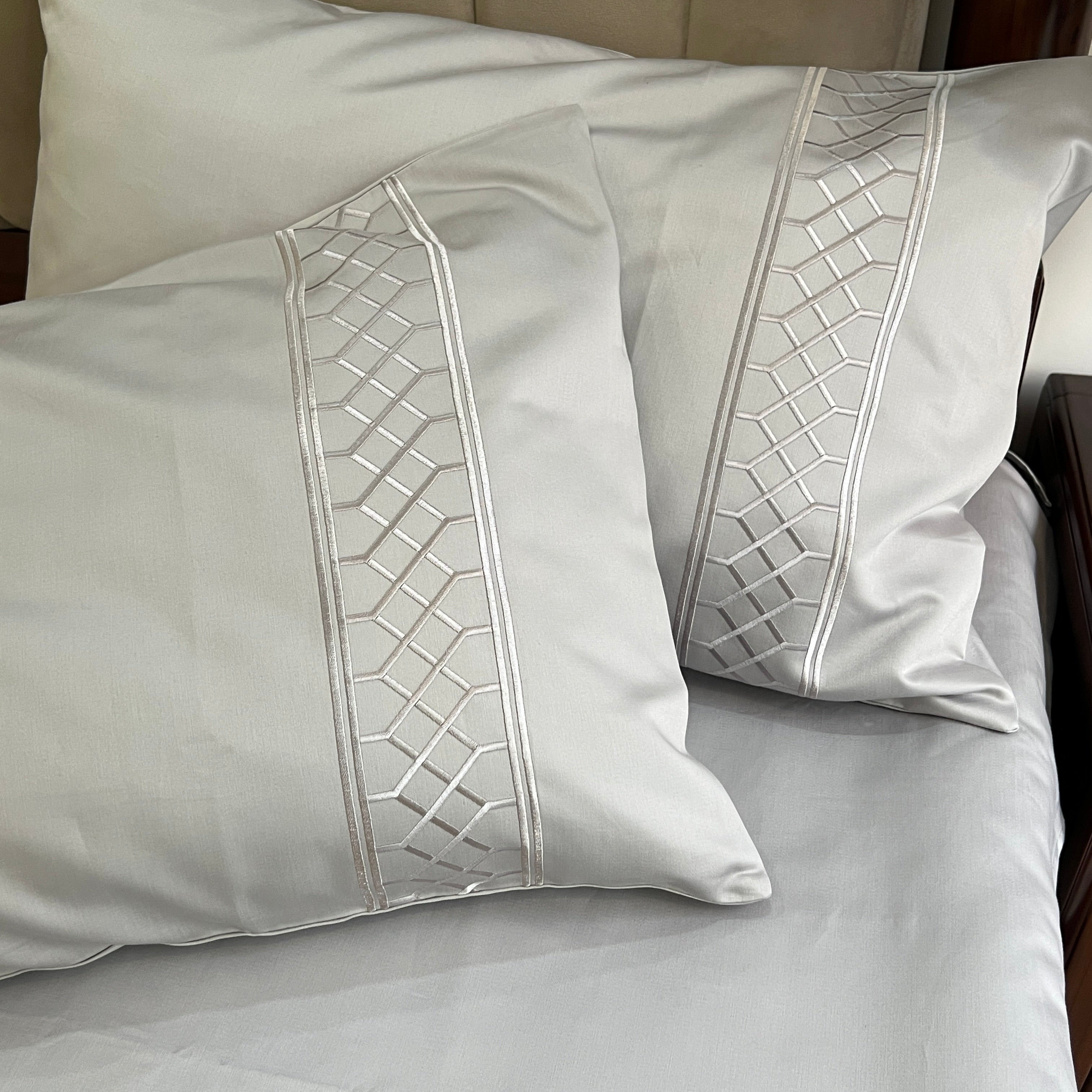 Sadyaska 1000TC Zigzag Silver Egyptian Cotton Set 1 Pcs Bedsheet