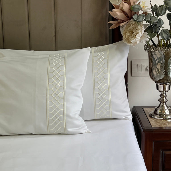 Sadyaska 1000TC Zigzag Snow White Egyptian Cotton Set 1 Pcs Bedsheet