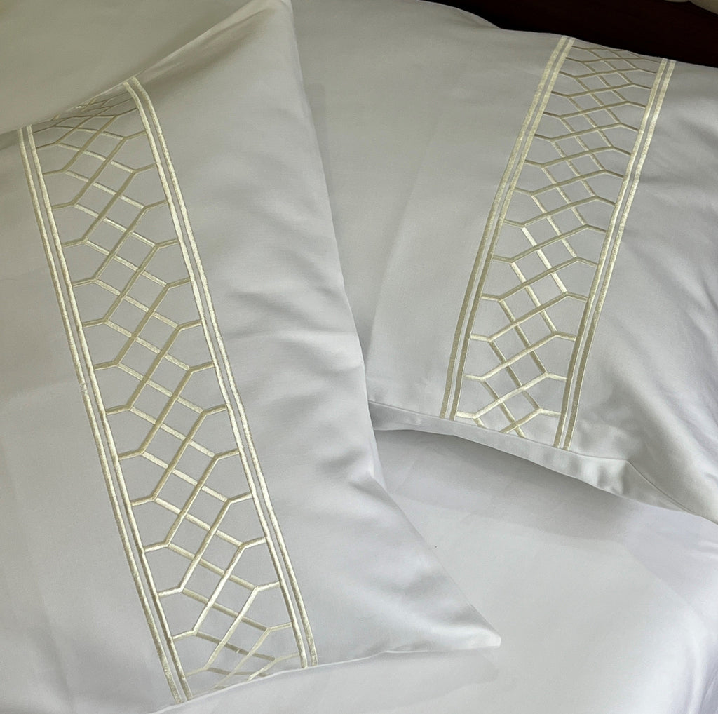 Sadyaska 1000TC Zigzag Snow White Egyptian Cotton Set 1 Pcs Bedsheet