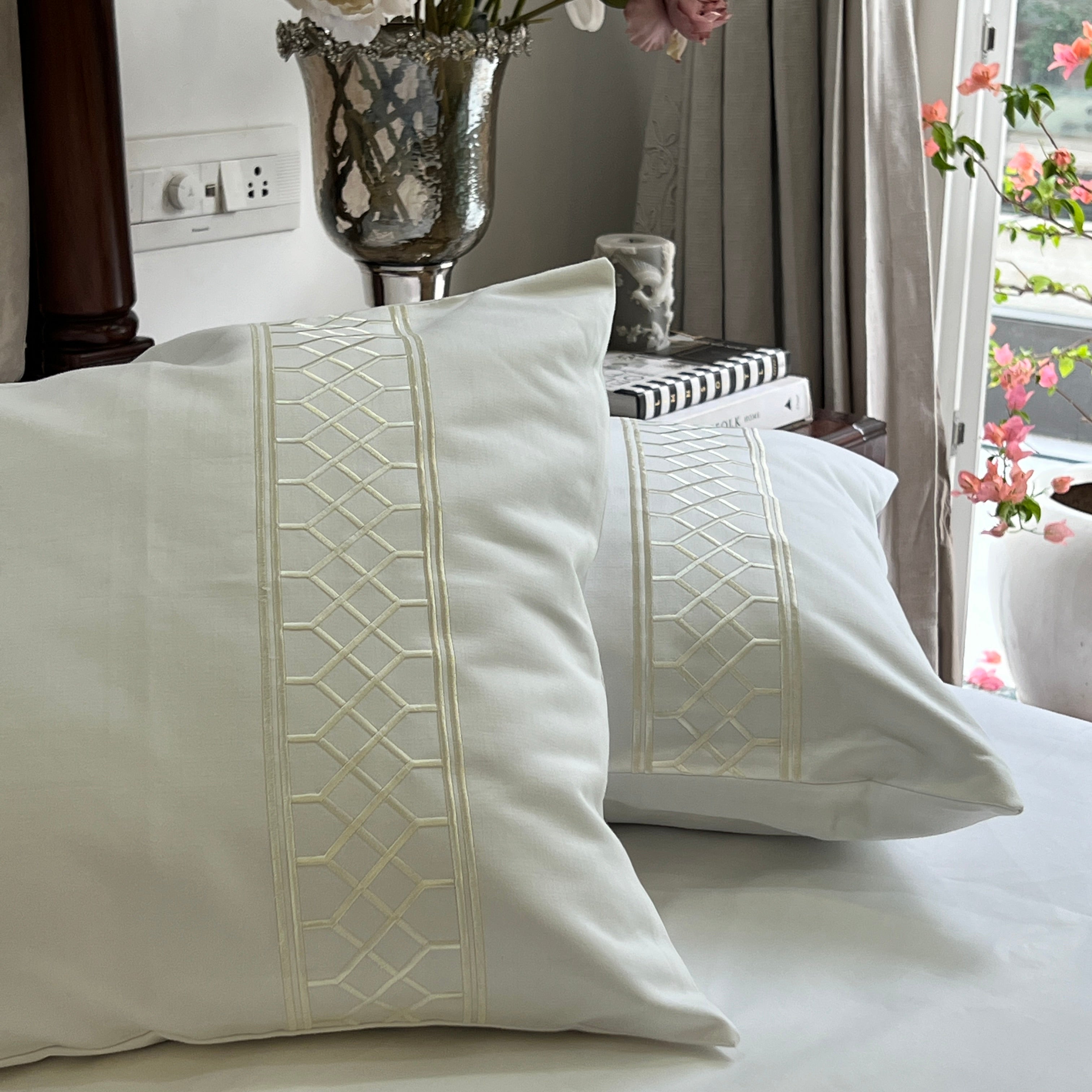 Sadyaska 1000TC Zigzag Snow White Egyptian Cotton Set 1 Pcs Bedsheet