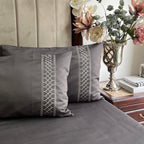 Sadyaska 1000TC Zigzag Titanium Grey Egyptian Cotton Set 1 Pcs Bedsheet