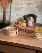 Sadyaska Luxora Beige Leather Coasters 1 Pcs Product