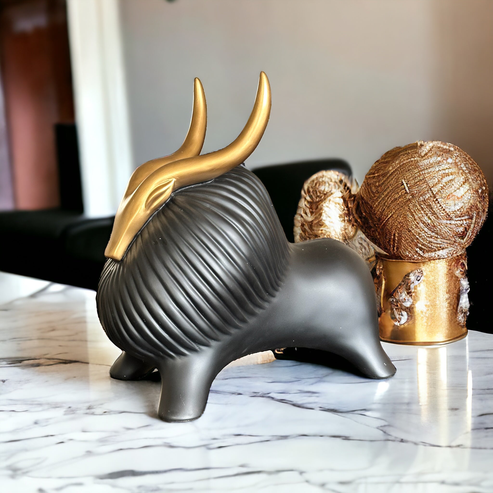 Sadyaska Golden Horned Yak Table Accent 1 Pcs Product