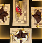 Sadyaska Zigzag Beige Set 13 Pcs Table Linen