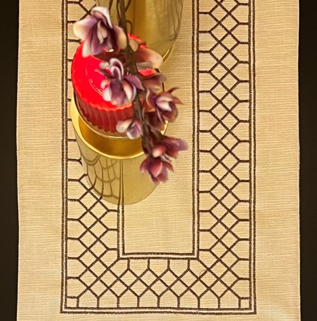 Sadyaska Zigzag Beige Table 1 Pcs Runner