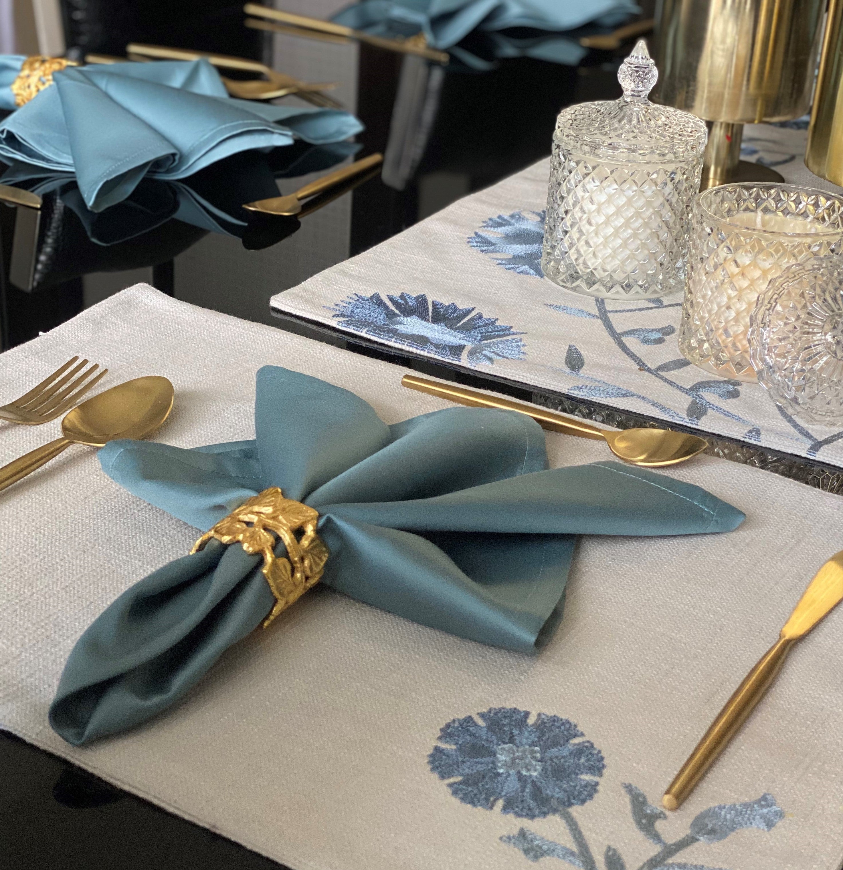 Sadyaska Floral Grey Set 13 Pcs Table Linen