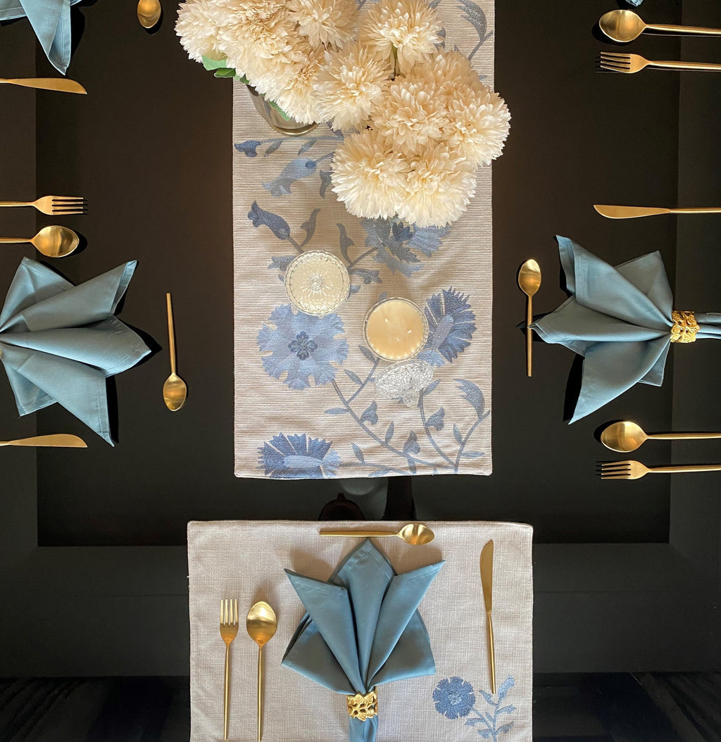 Sadyaska Floral Grey Set 13 Pcs Table Linen