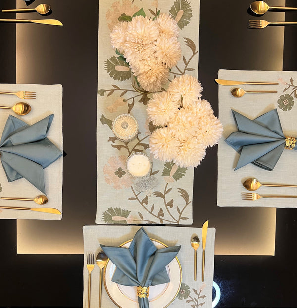 Sadyaska Floral Sage Green Set 13 Pcs Table Linen