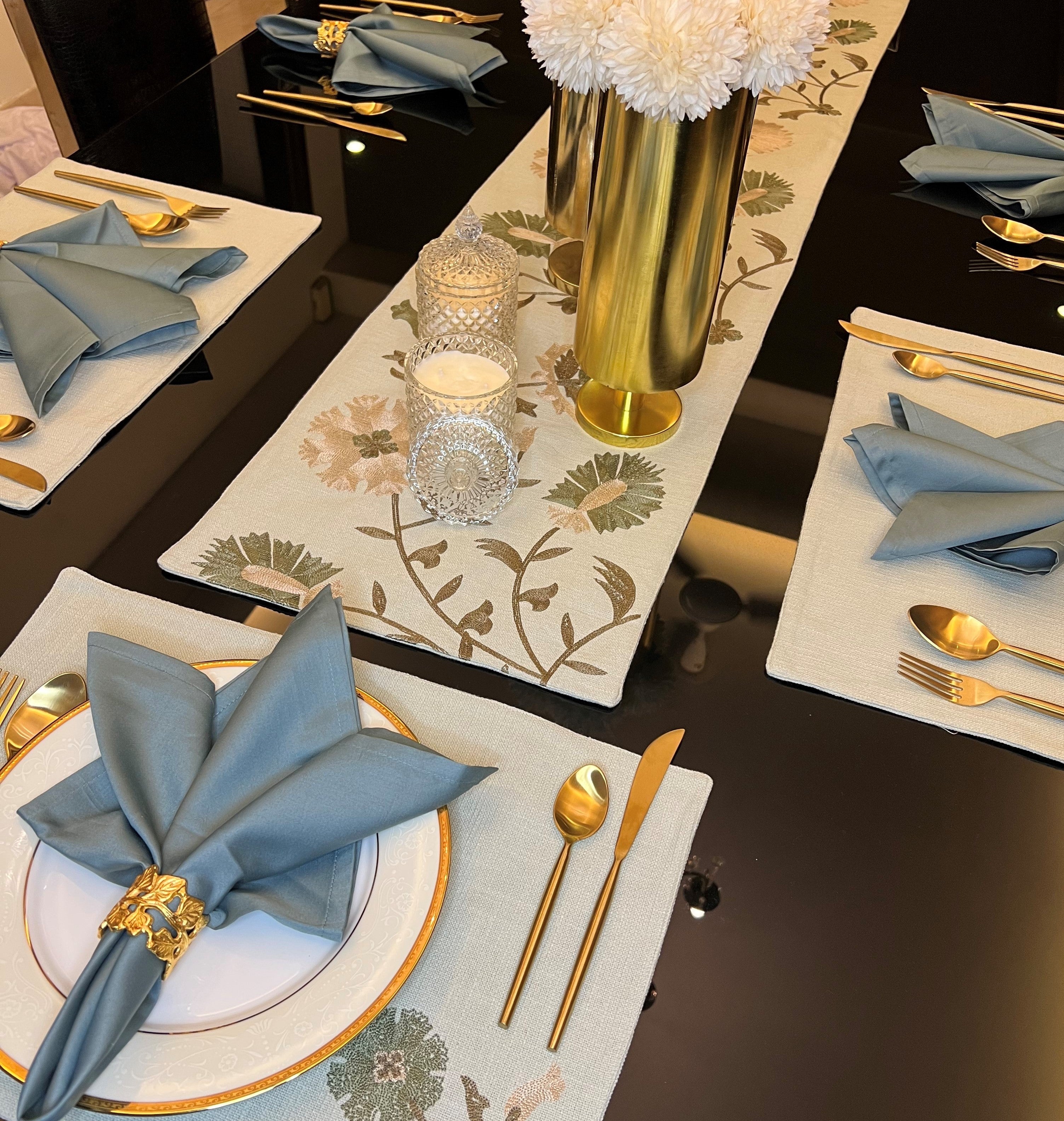 Sadyaska Floral Sage Green Set 13 Pcs Table Linen