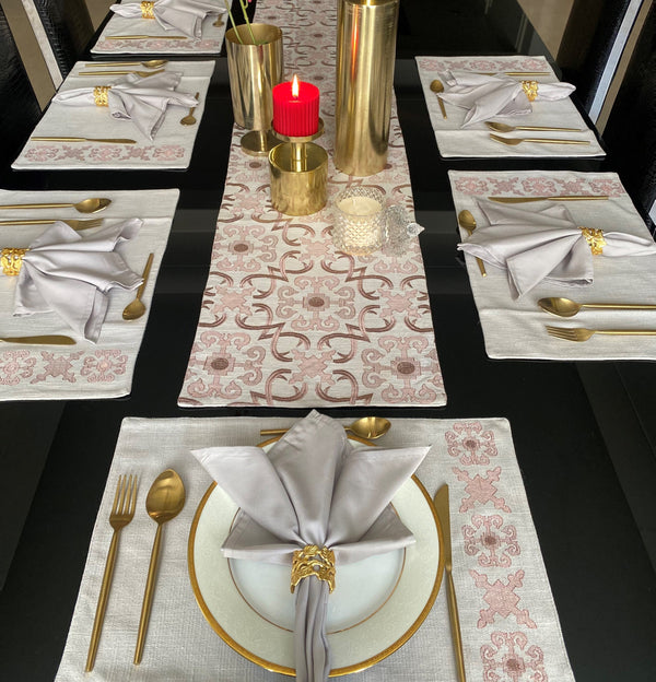 Sadyaska Geo Grey Set 13 Pcs Table Linen