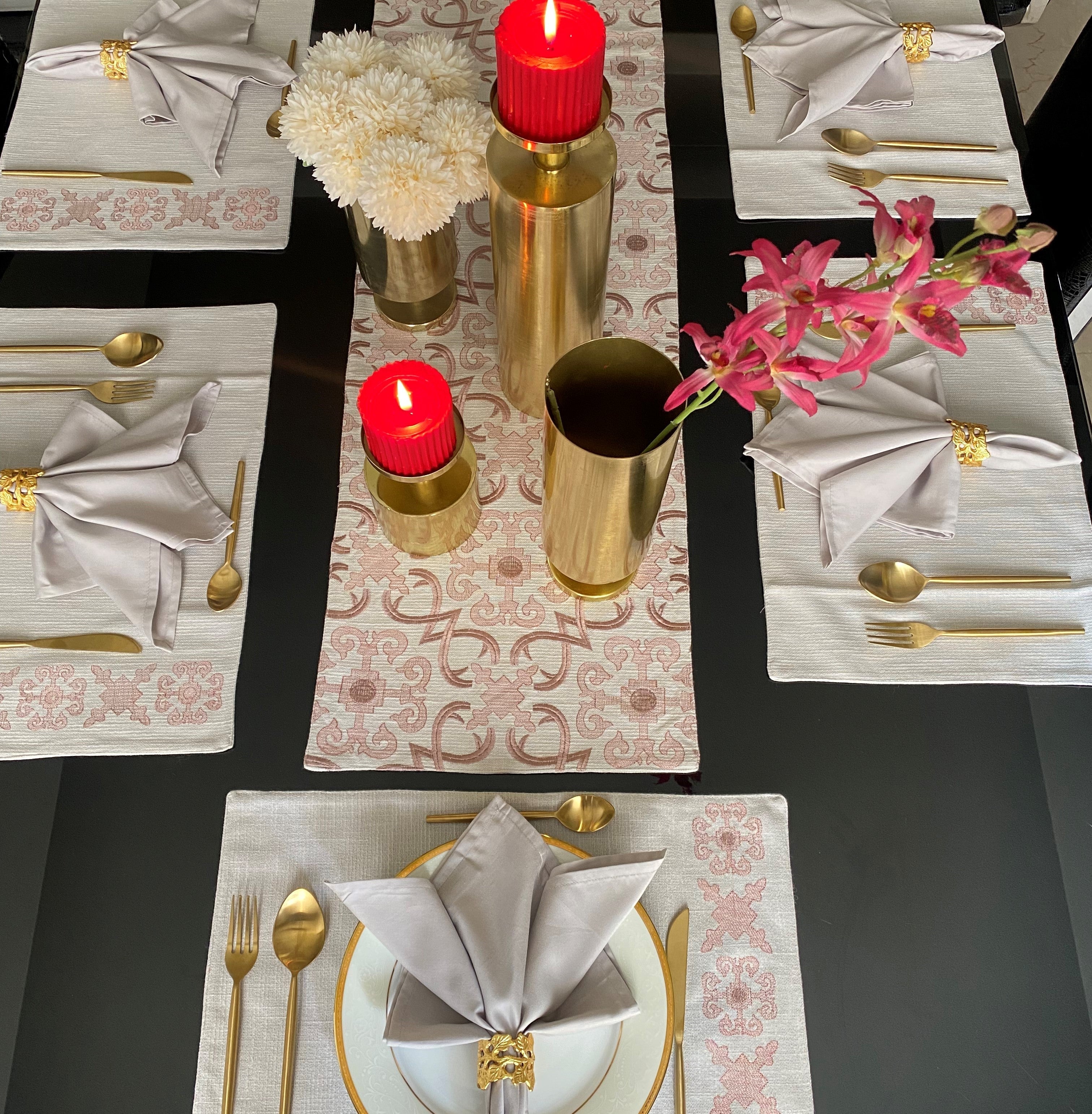 Sadyaska Geo Grey Set 13 Pcs Table Linen