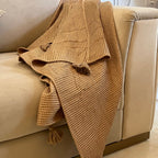 Sadyaska Honeycomb Mocha Woven with Tassels 1 Pcs Throw