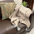 Sadyaska Honeycomb Slate Woven with Tassels 1 Pcs Throw