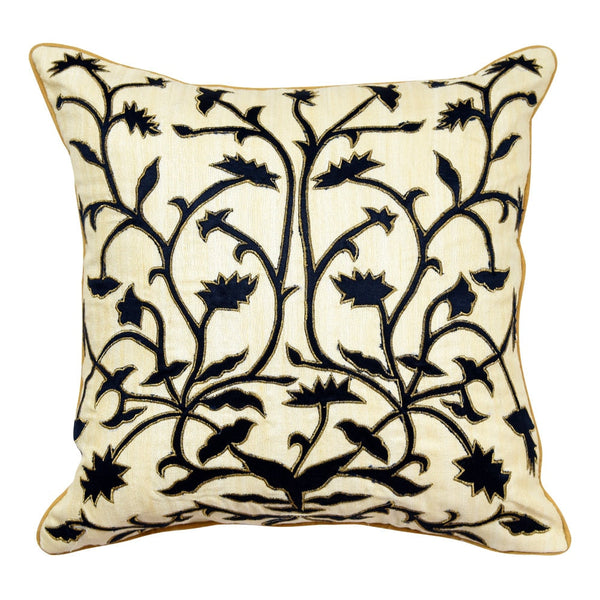 Sadyaska Silk Dupion Embroidered Home Décor Patio Sofa Chair Outdoor Floral Decorative Cushion Case 16x16… 1 Pcs Cushion Cover