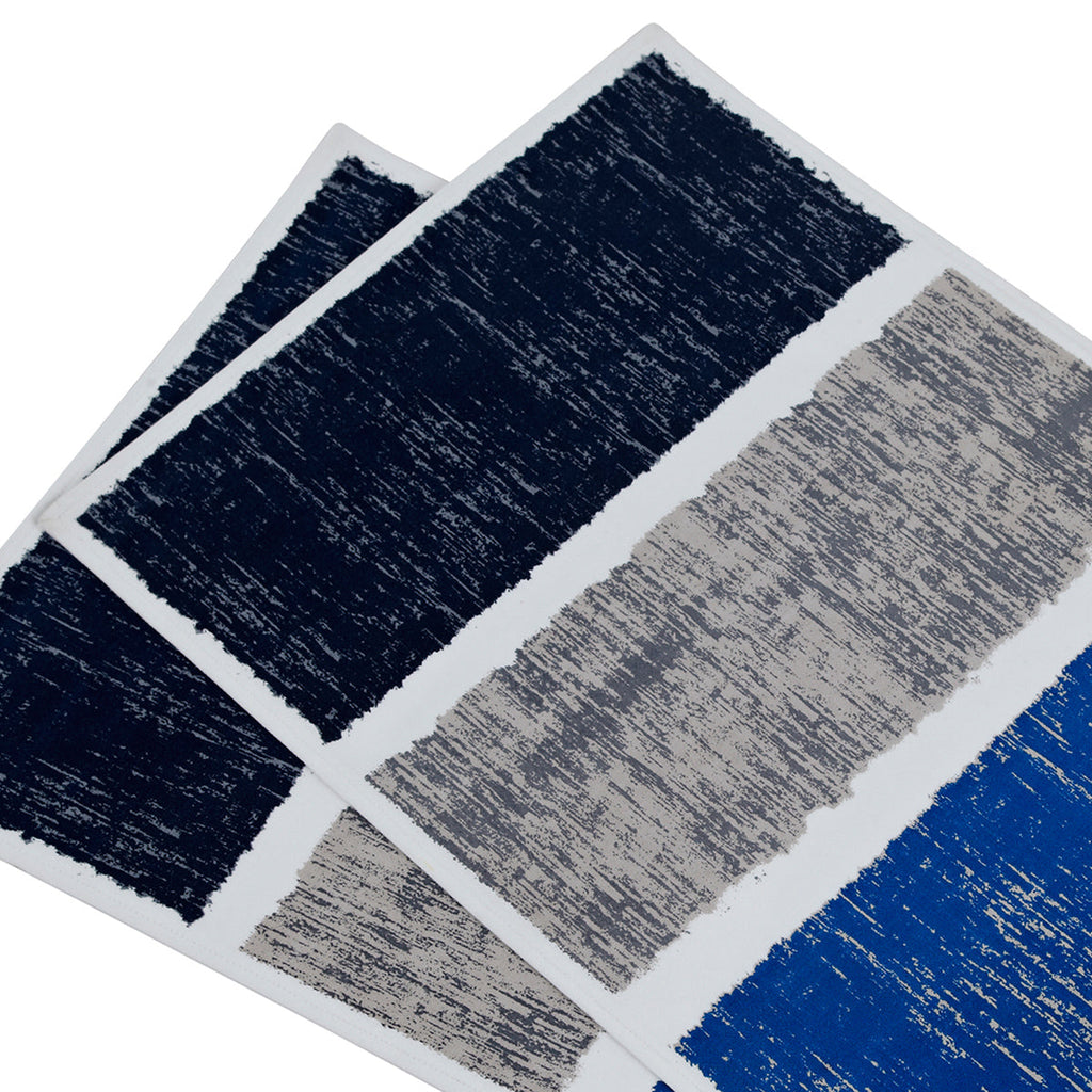 Maspar Baffling Band Prt 100% Cotton Printed Placemat Set Blue