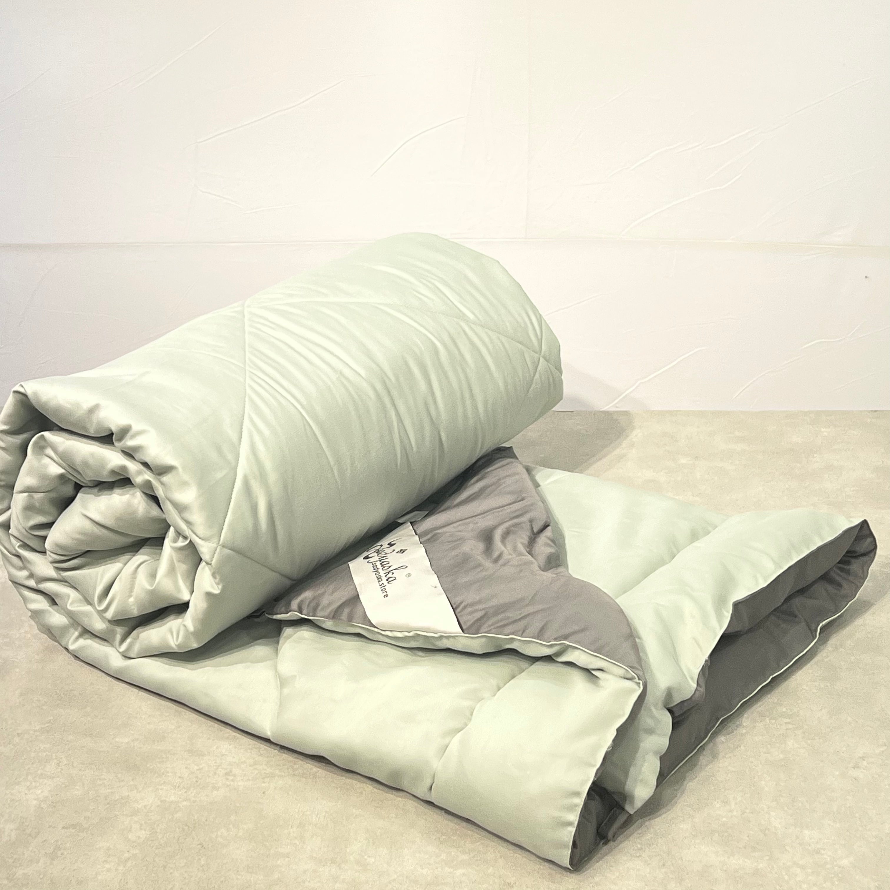 Sadyaska Sage Green and Dark Grey 1000TC Cotton Rich Reversible Downfill 1 Pcs Quilt