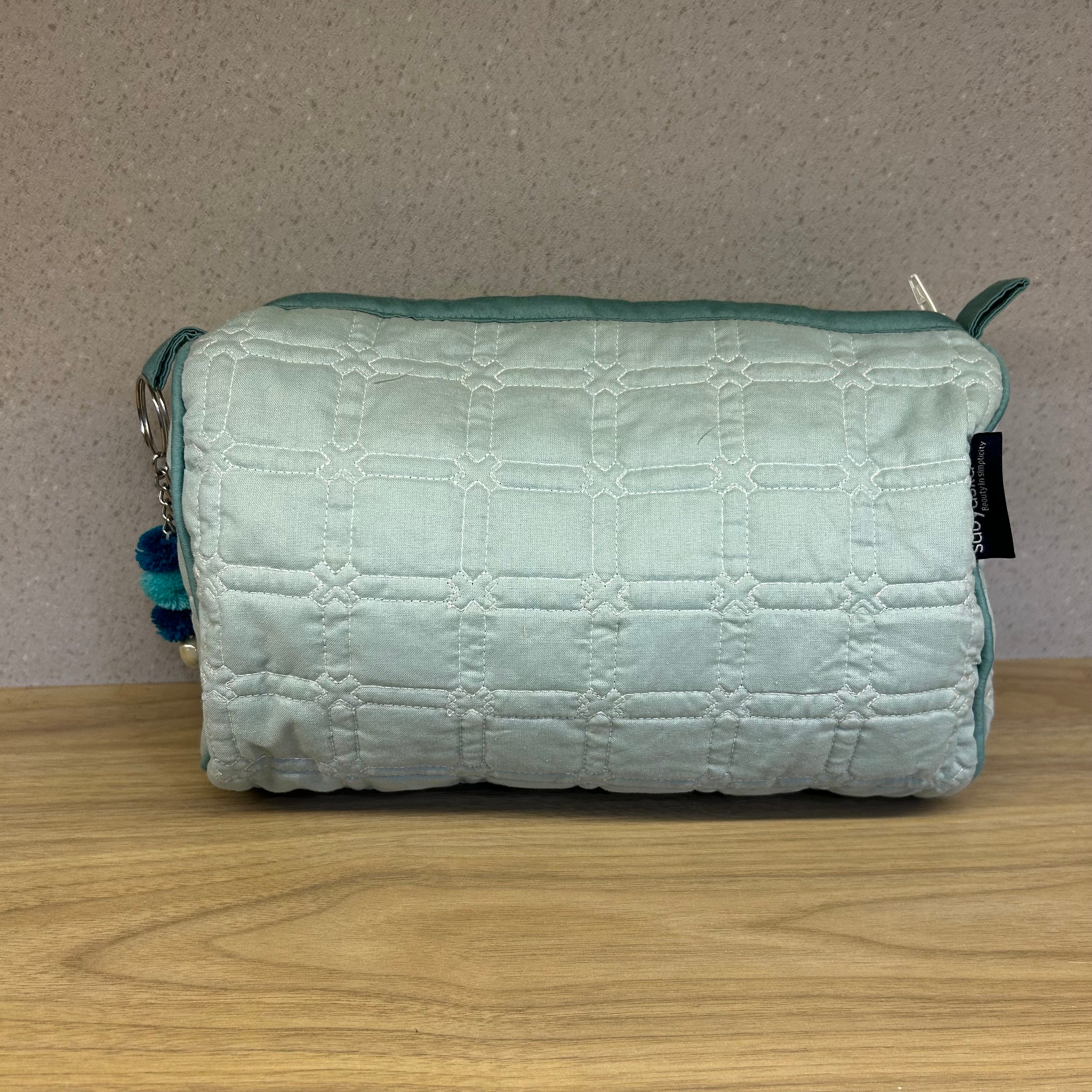 Sadyaska Green Medium Size Wedding Jewelry Pouch Cosmetic Make Up Case Handmade Multifunction Storage 1 Pcs Quilt
