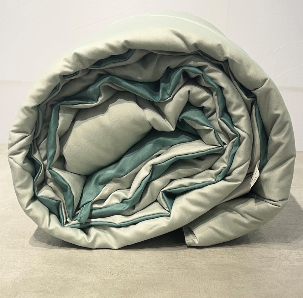 Sadyaska Sage Green and Turquoise 1000TC Cotton Rich Reversible Downfill 1 Pcs Quilt