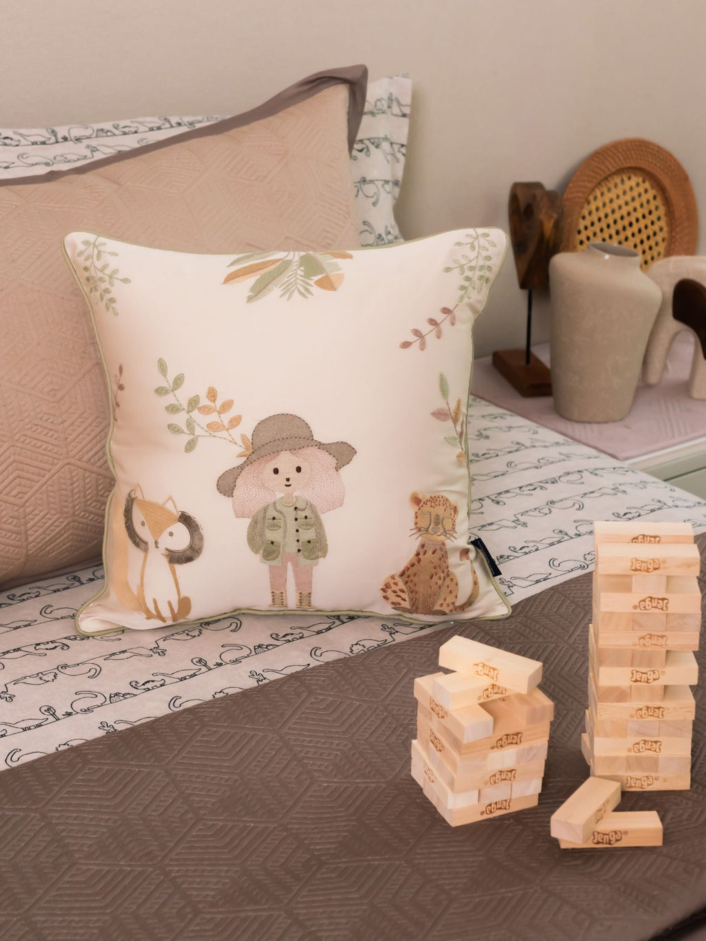 Sadyaska Safari Edition Sand Taupe Kids Cotton 10 Pcs Bedding Set