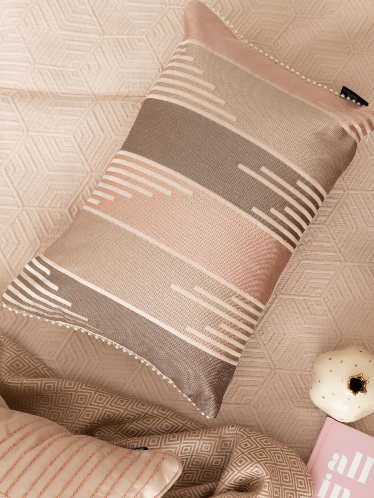 Sadyaska Skyline Cotton Embroidered Buff 12" X 18" 1 Pcs Cushion Cover