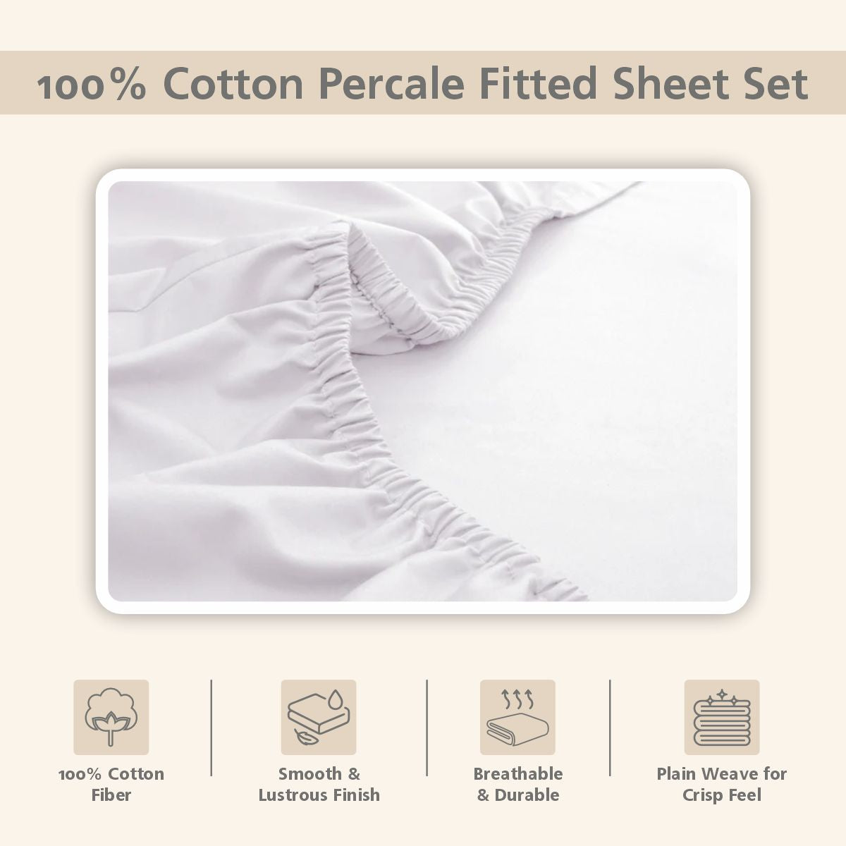 Slumber Plain Easy Care Percale 100% Cotton Green Fitted Sheet with Pillow Case