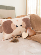Sadyaska Wiggy & Waggy Cotton Embroidered Oats Beige Kids Design 12" X 18" 1 Pcs Cushion Cover