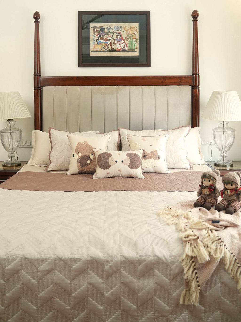 Sadyaska Snuggle Story Brandy Rose Ivory Kids Cotton Rich 10 Pcs Bedding Set