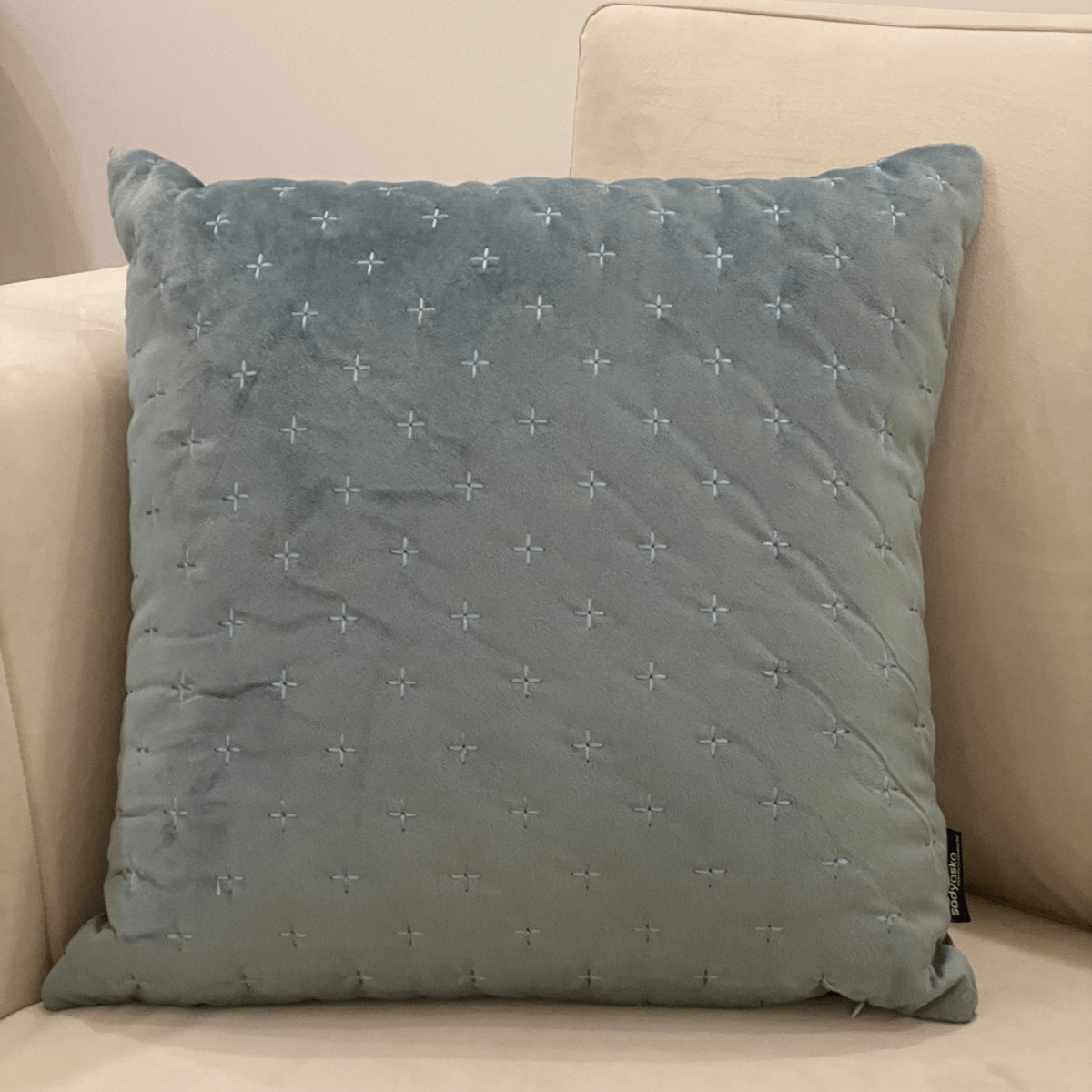 Sadyaska Decorative Sparkle Powder Blue Velvet 16x16 1 Pcs Cushion Cover
