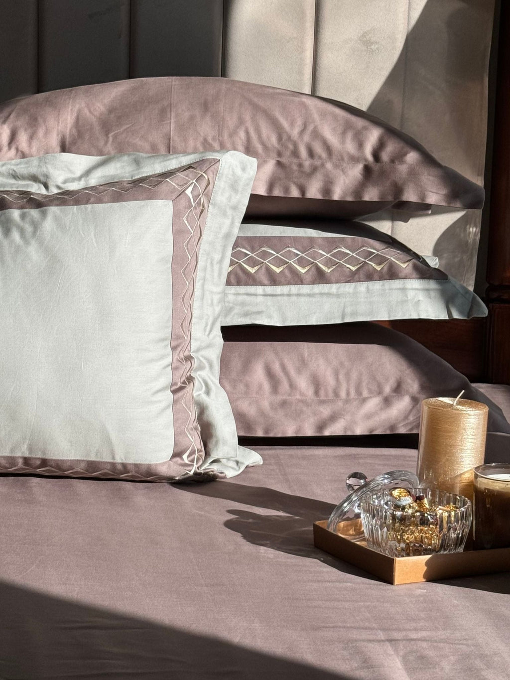 Sadyaska Splash Sage Green Taupe Desire Cotton Set 5 Pcs Bedsheet