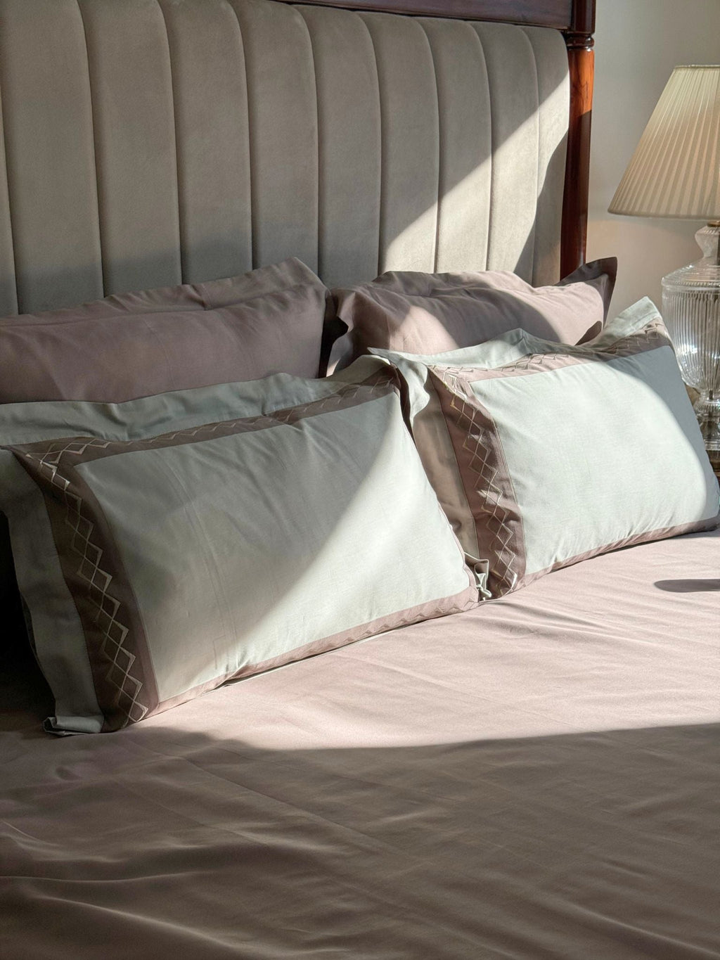Sadyaska Splash Sage Green Taupe Desire Cotton Set 5 Pcs Bedsheet