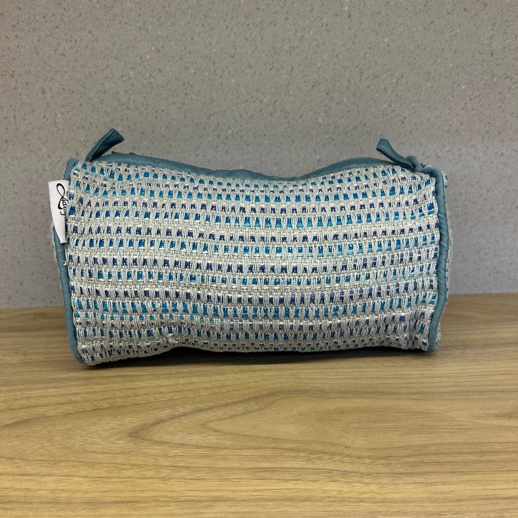 Sadyaska Blue Cotton Medium Size Woven Wedding Jewelry Pouch / Cosmetic / Make Up Case Multifunction Storage 1 Pcs Product