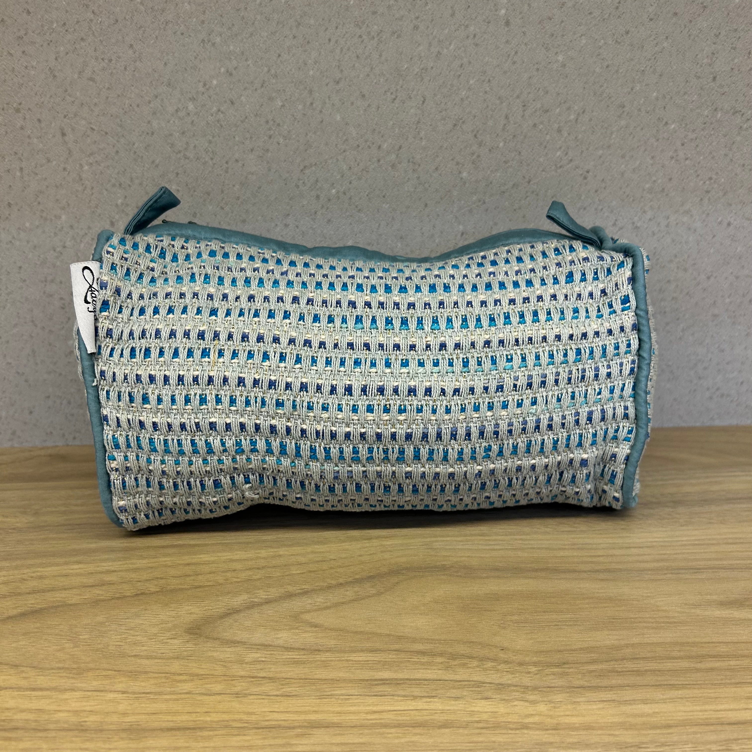 Sadyaska Blue Cotton Medium Size Woven Wedding Jewelry Pouch / Cosmetic / Make Up Case Multifunction Storage 1 Pcs Product