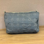 Sadyaska Teal Cotton ed Wedding Jewelry Pouch / Cosmetic / Make Up Case Multifunction Storage 1 Pcs Quilt