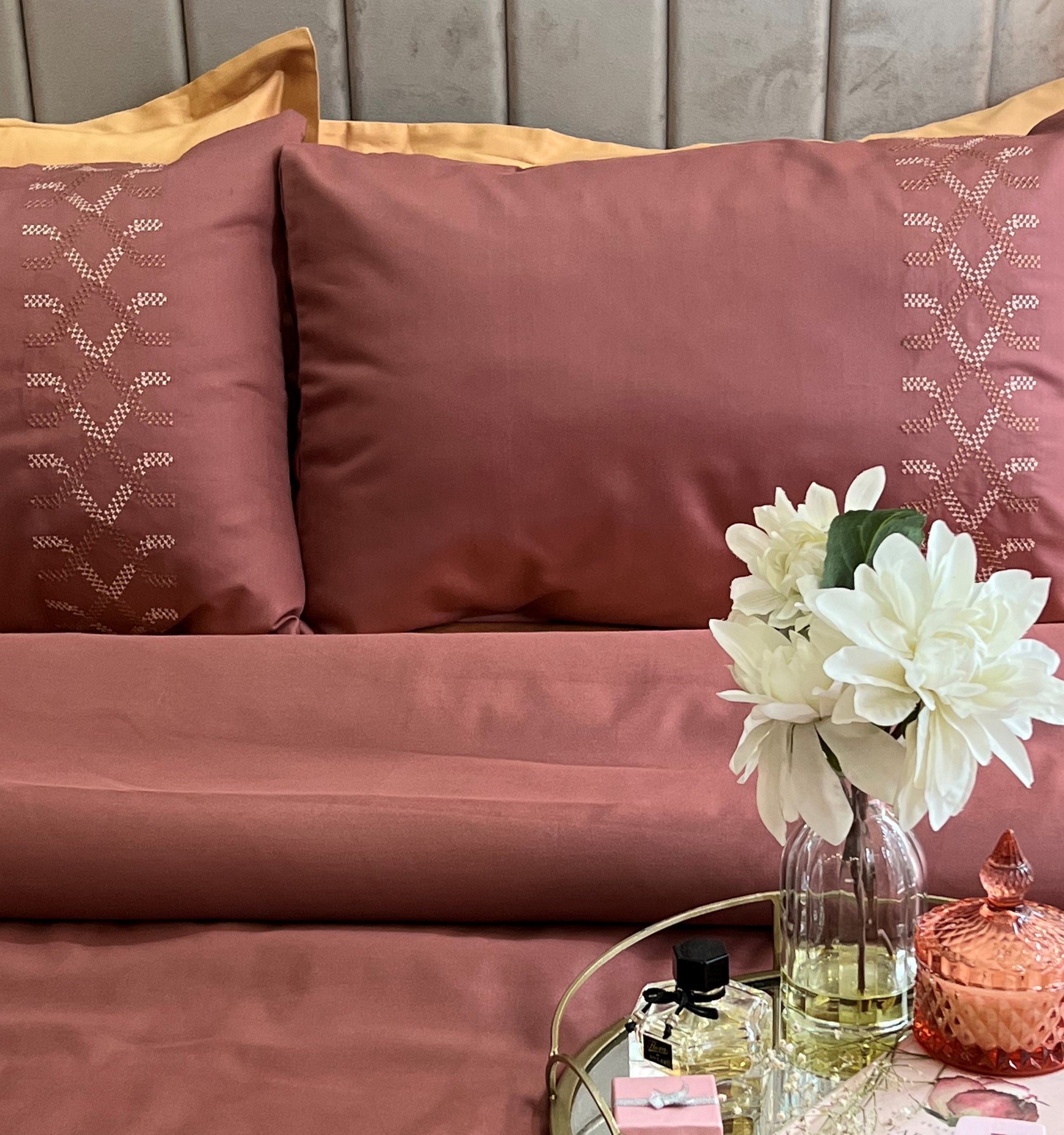 Sadyaska Tribe Blush Embroidered Cotton Rich s (Set of 02) 1 Pcs Pillow Cover